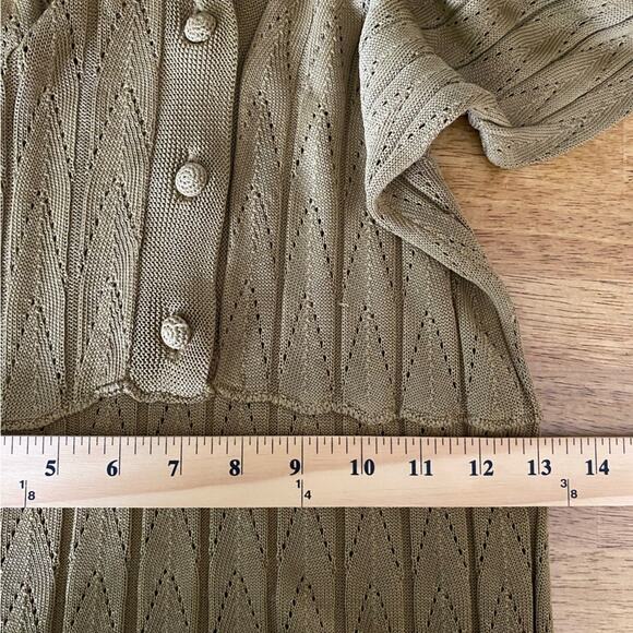 Free People Women's Open Knit Collared Dress Size Small Mustard Color Coquette - Picture 12 of 13